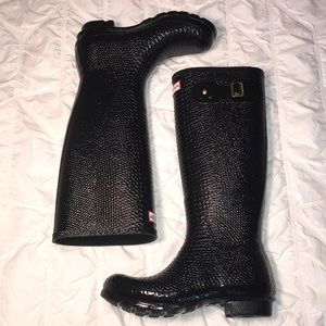 Tall Black Hunter Boots w/ Pattern